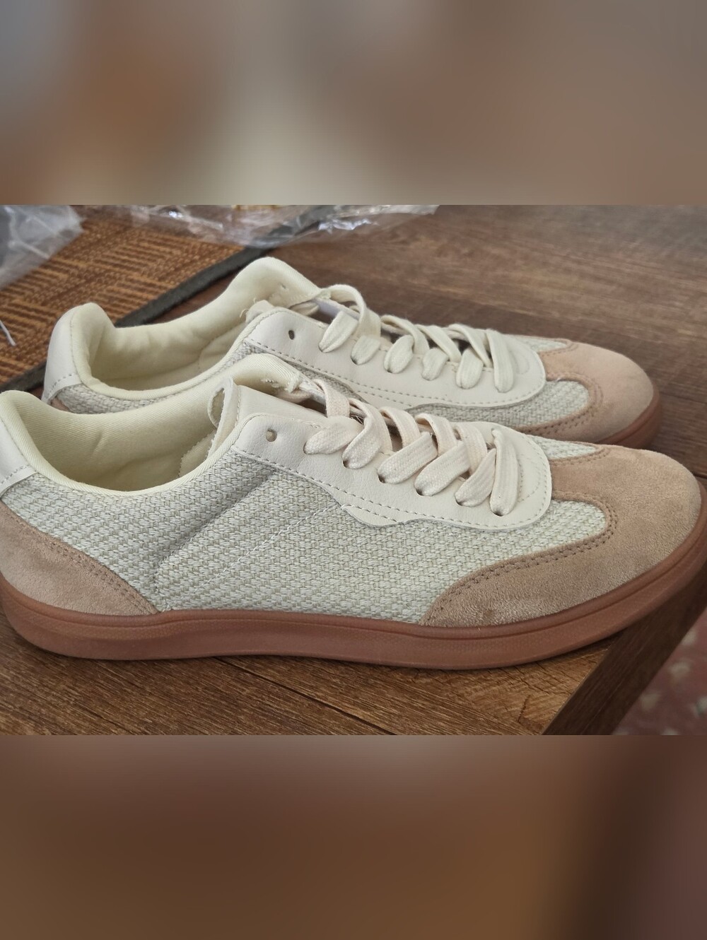 Zara Women's Cream Retro Sneakers EU36 US6 Blush Gum Sole Casual Excellent Cond - Picture 4 of 8